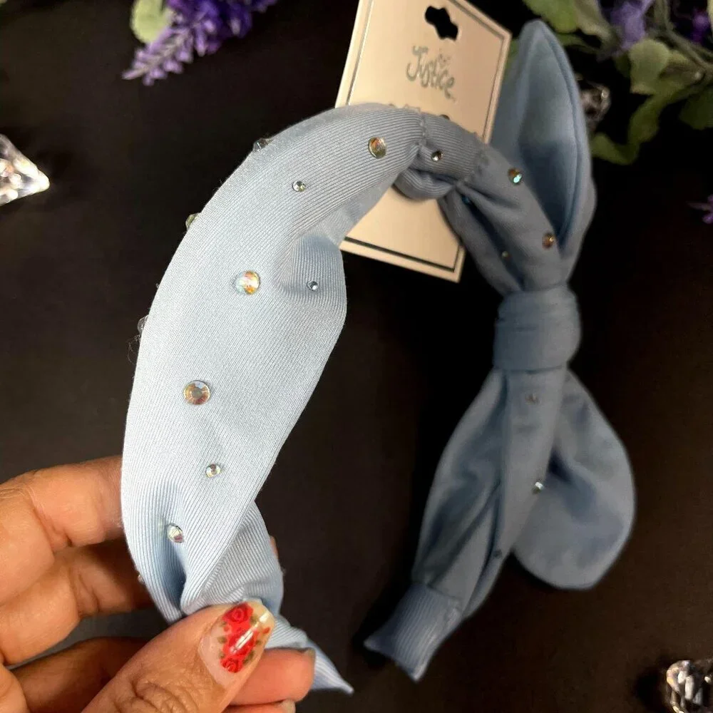 Justice Headband Rhinestone Blue Denim Girls Hair Care Hair Knot Accessories